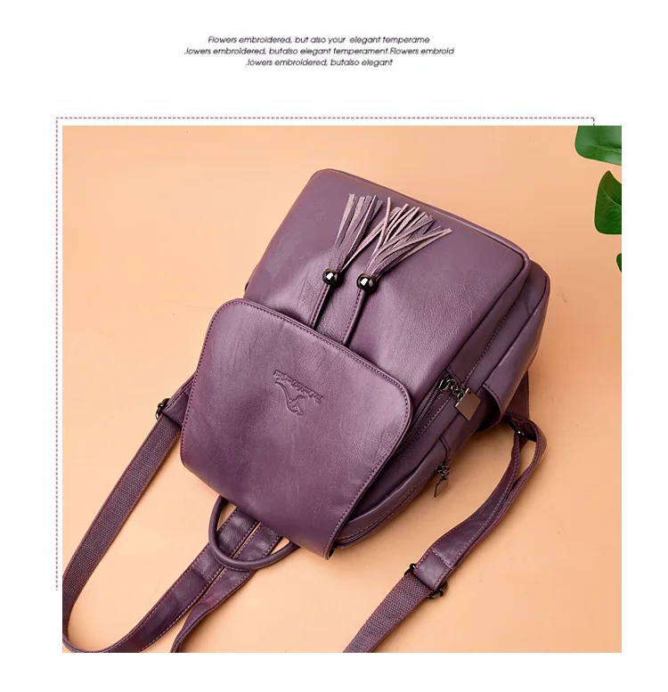 Модный женский рюкзак Mochilas из овечьей кожи с кисточками, Женская дорожная сумка, рюкзаки, школьные рюкзаки для девочек-подростков