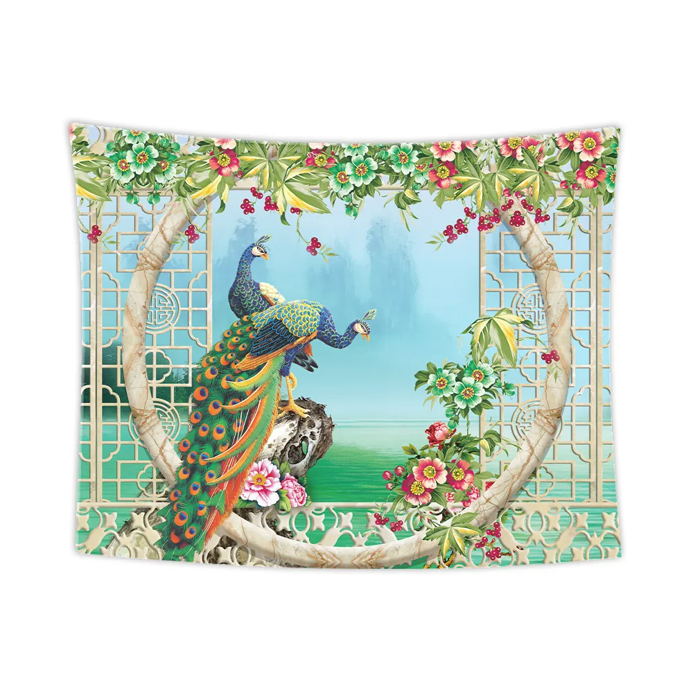 Гобелен с павлином настенный пляжный коврик для пикника палатка кемпинга