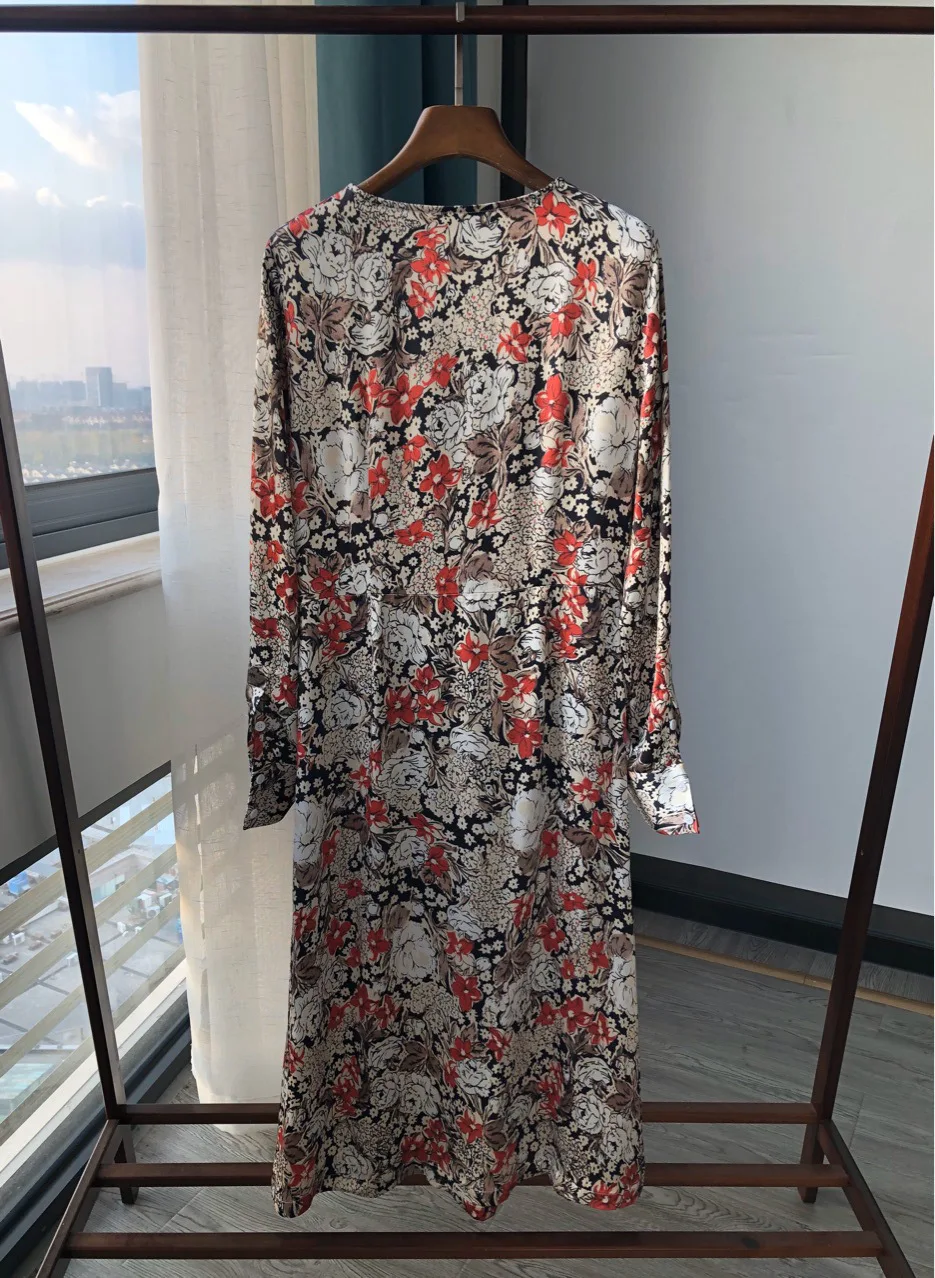 ElfStyle вискоза цветочный принт Глубокий V образный вырез винтажный стиль