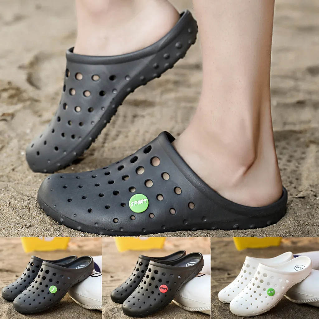 

2020 Summer Mens Fashion Flats Beach Shoes Sea Non-slip Breathable Hole Shoe hot sports rubber slip on men sandals