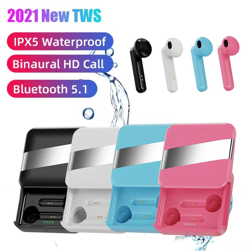 

Wireless Earphones Bluetooth 5.0 Earphone Binaural Charging Box Sports Semi-In-ear Button Touch Stereo Headset With Microphone