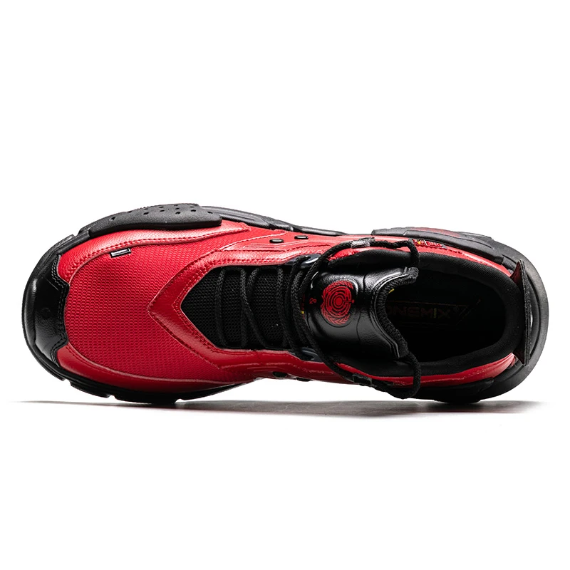 ONEMIX Men Sneakers Technology Style Leather Damping Comfortable Man Red Sport Running Shoes for Women Platform Retro Dad Shoes