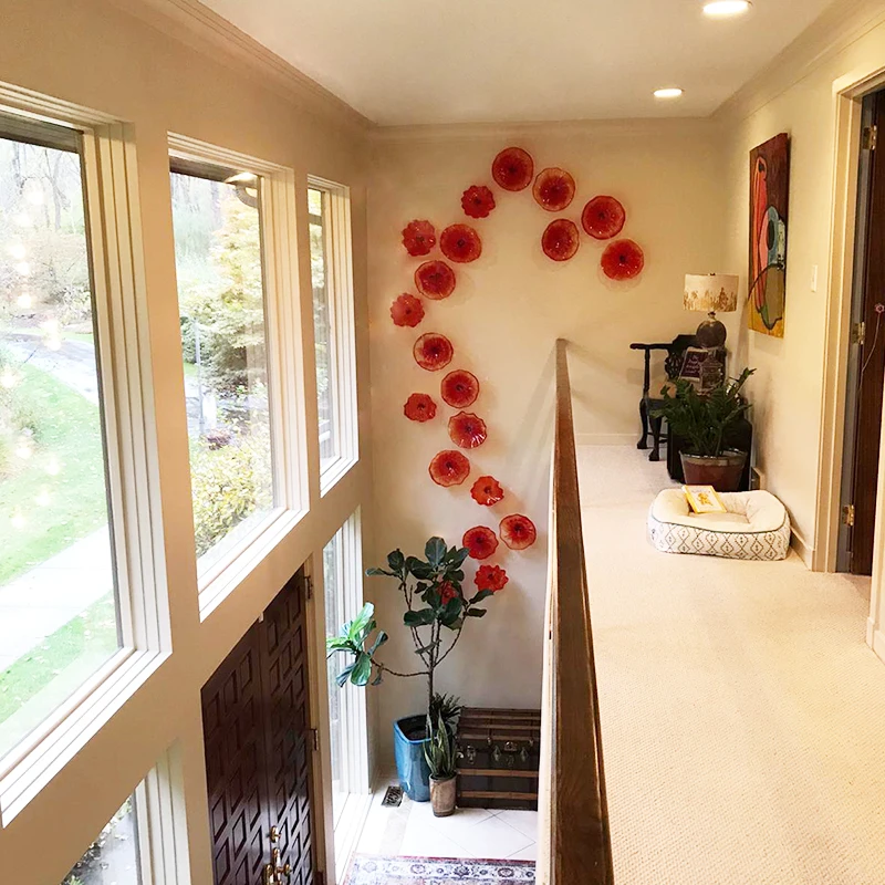 Новый оранжевый муранский стеклянный тарелка настенный арт светодиодный