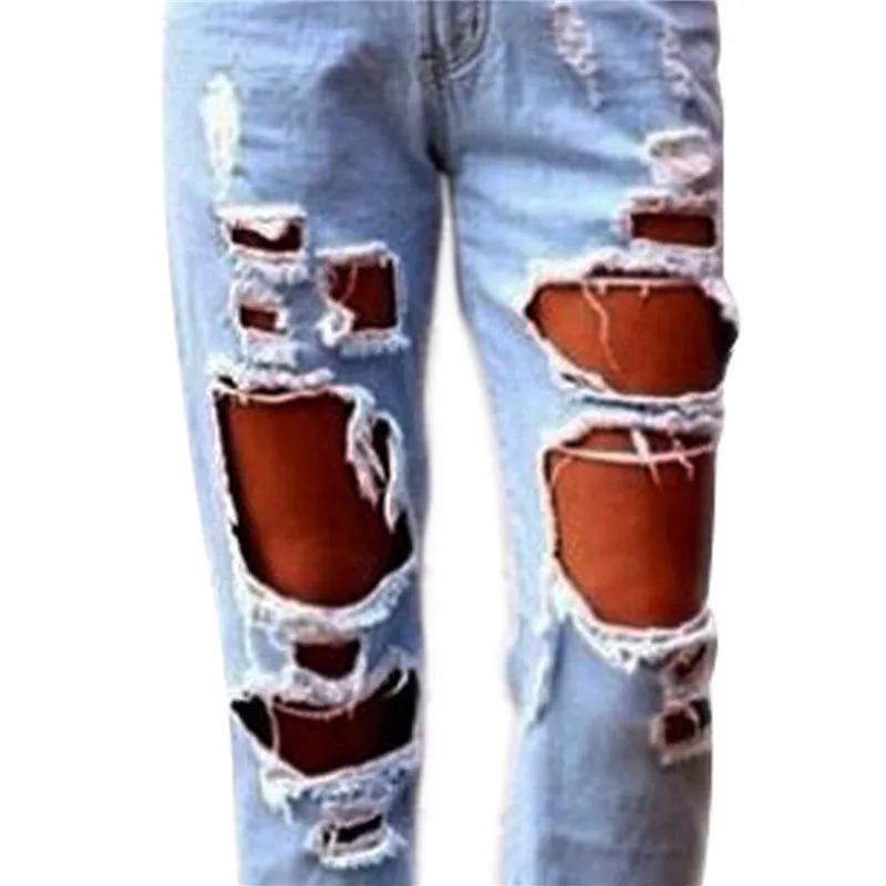 Женские Соблазнительные рваные потертые джинсовые шаровары повседневные