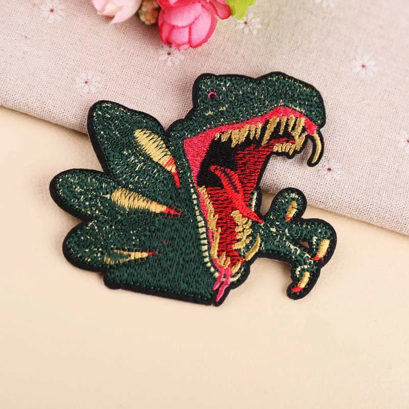 

50pcs/Lot Embroidery Patches Letters Clothing Decoration Accessories Jurassic Dinosaur Diy Iron Heat Transfer Applique