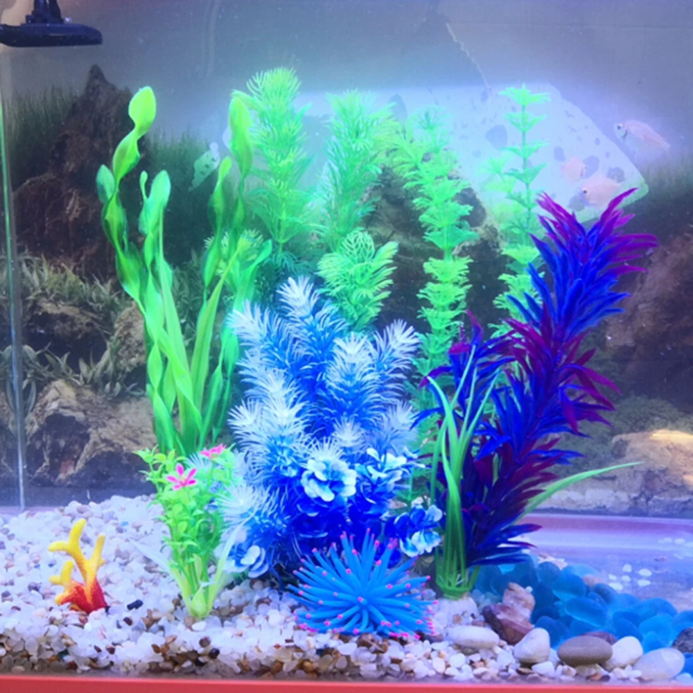 

Aquarium accessories simulation water grass plant plastic fish tank fake landscaping underwater combination grass package