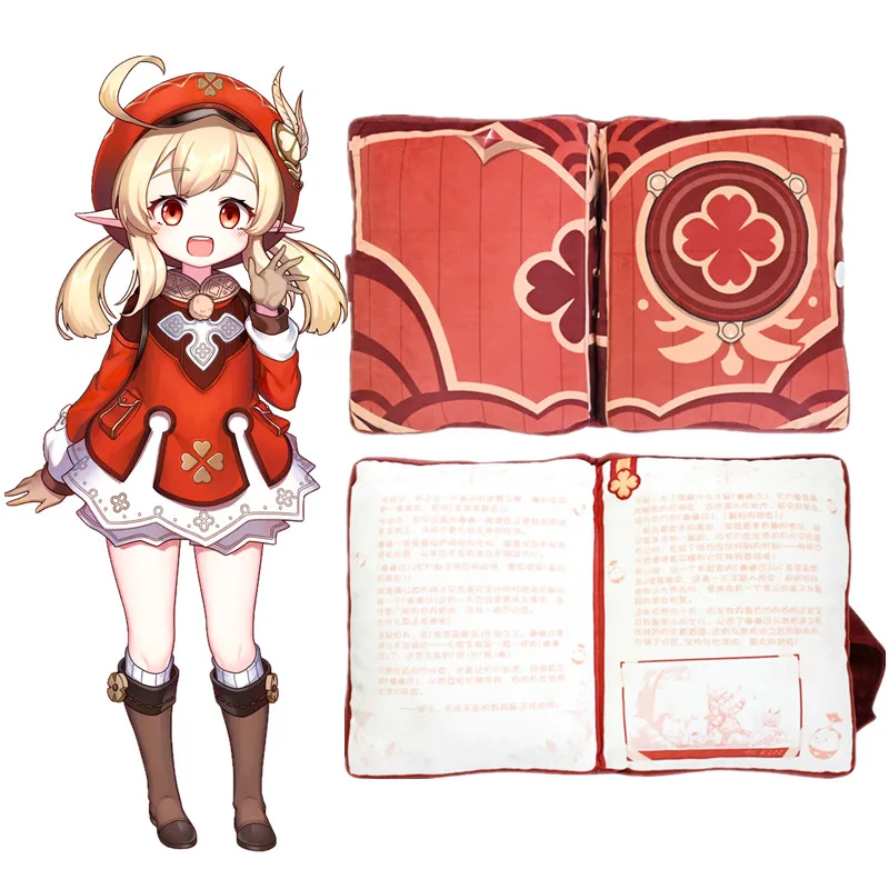 

Genshin Impact Klee Cosplay Magic Book Foldable Cartoon Plush Stuffed Throw Pillow Dolls Sofa Cushion Toys Christmas Gifts