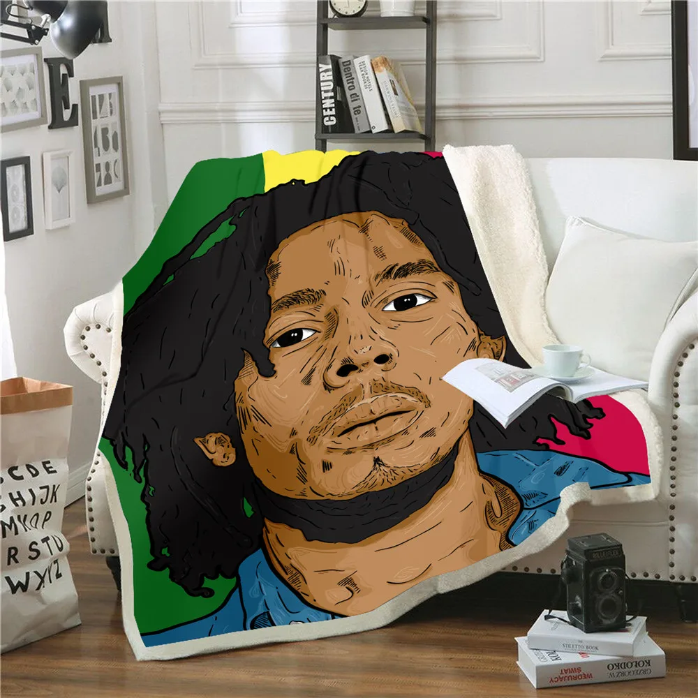 Одеяло Reggae Singer Bob Marley с забавными персонажами одеяло 3D принтом шерпы на кровати