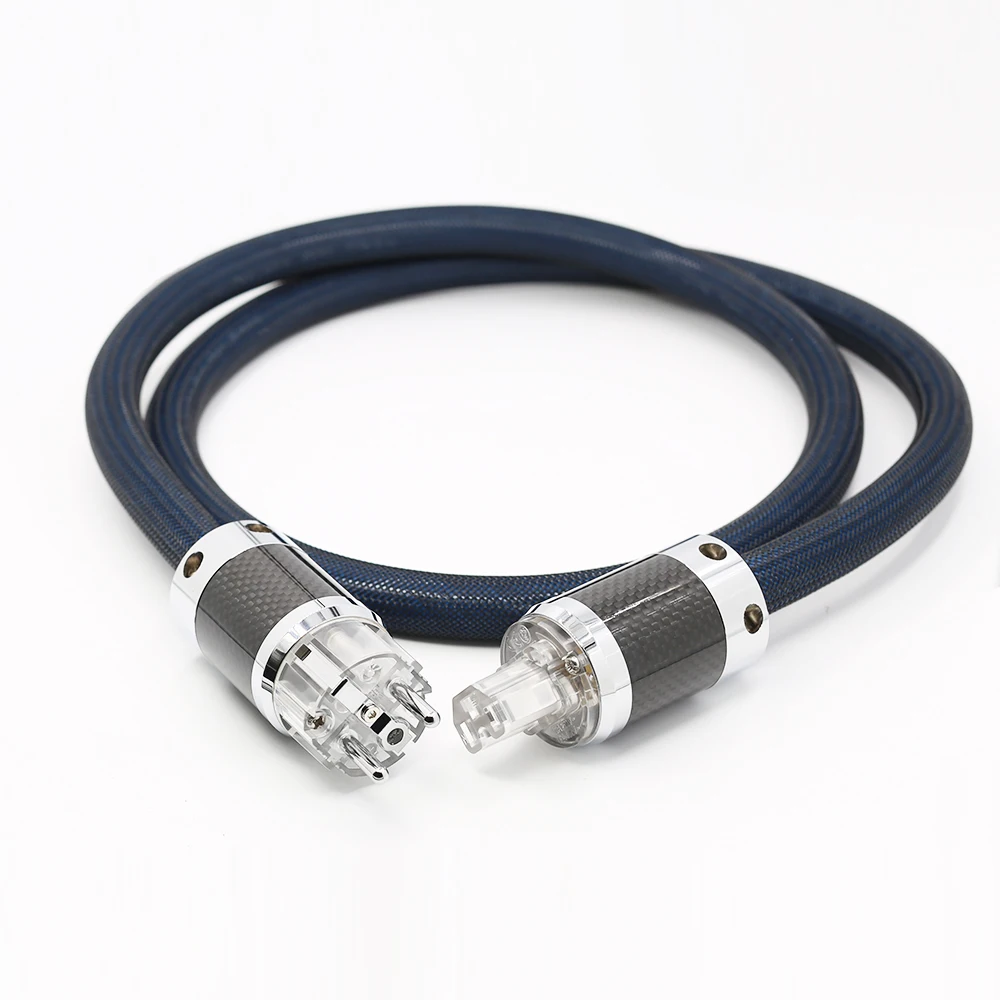 

P111 High quality Silver Plated OFC hifi power cable Carbon fiber Rhodium plated AC EU AU US power plug Power cord Power line CD
