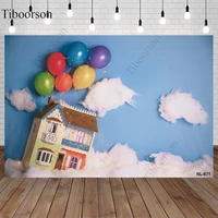 newborn baby birthday party balloon clouds house photography background decoration studio prop kid portrait photocall backdrop