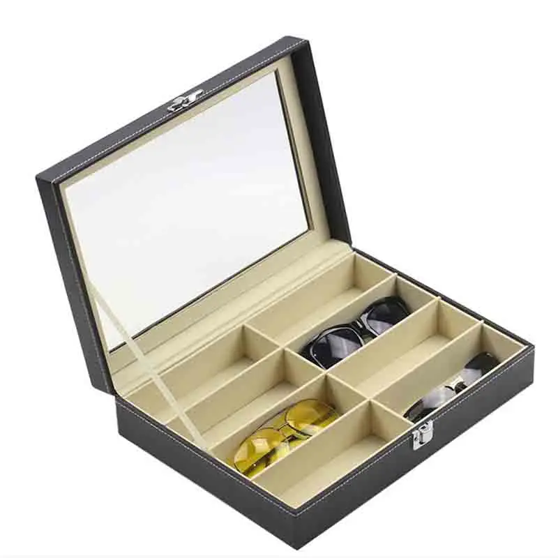 

Box Organizer leather 8grid Eyewear Display Case Collector sunglasses C9C090J77