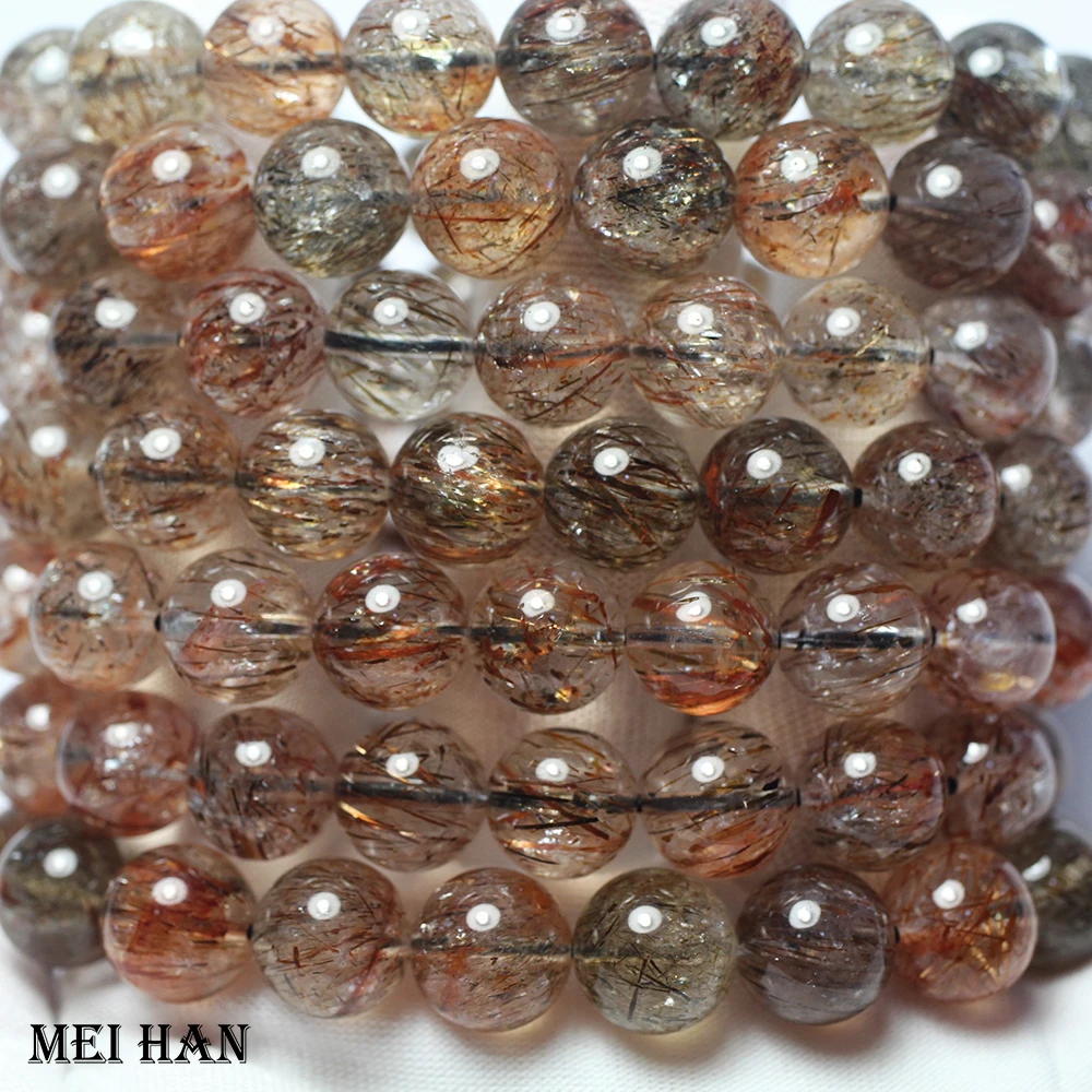 

Meihan (1 браслет) натуральные A +++ Черное золото супер семь 7 Чакр кварц 11-12 мм Гладкие Круглые свободные бусины для изготовления ювелирных издел...