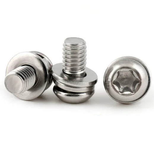 50 шт. M3 M4 M5 torx винты с круглой головкой болты плоской пружинной шайбой из