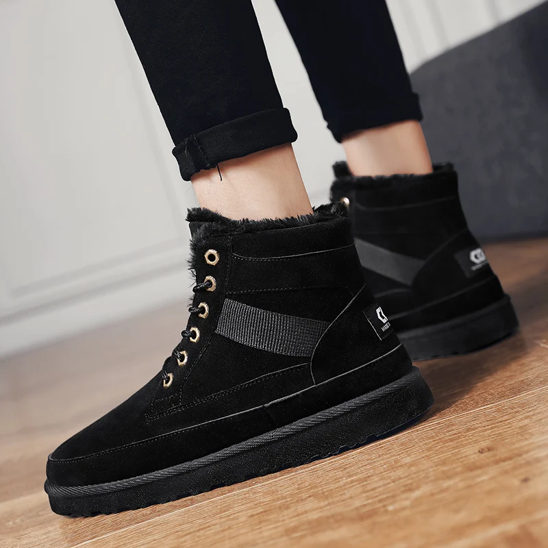 Кожаные ботинки для снежной погоды мужские короткие Мужская обувь из хлопка