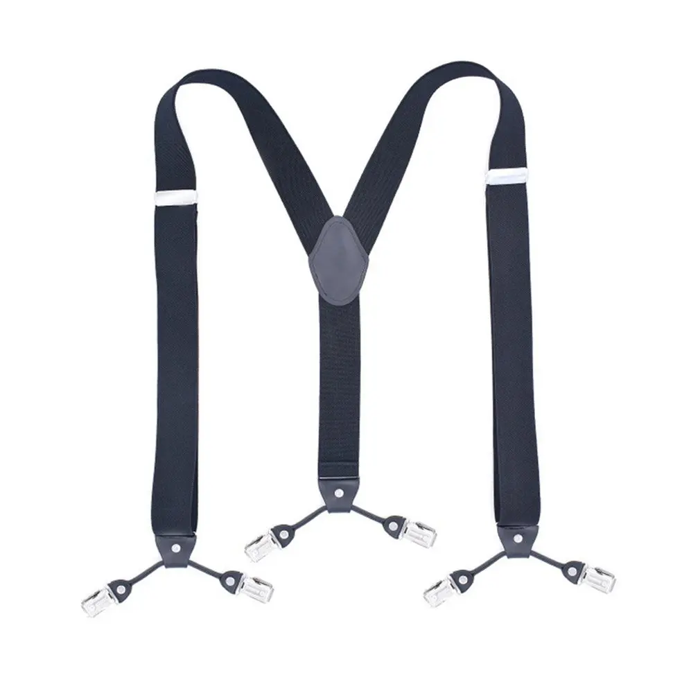 

Fashion Suspenders Black leather 6 Clips Braces Vintage Casual Suspensorio Tirante Trousers Strap bretele Father/Husband's Gift