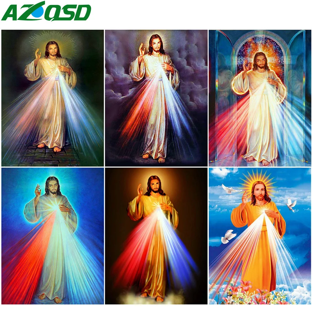 

AZQSD Diamond Painting Full Square New Arrival Jesus Handmade Gift Diamond Embroidery Religions Mosaic Decor For Home