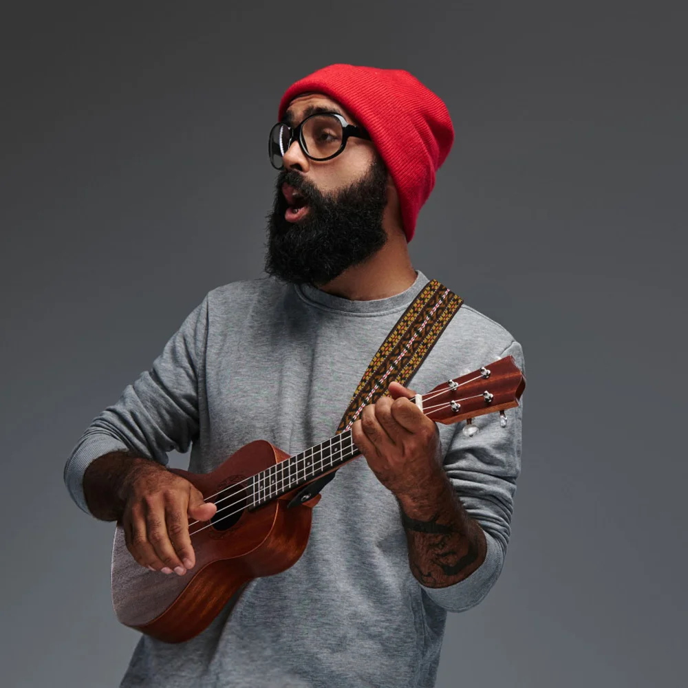 

Ukulele Shoulder Belt Cotton Leather Adjustable Shoulder Hanging Strap Supply