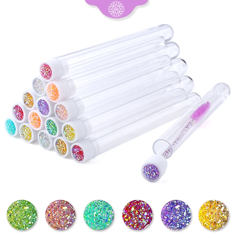 Reusable Eyebrow Brush Tube Disposable Eyelash Brush Eyebrow Brush Replaceable Dust-proof Sparkling Broken Diamond Makeup Brush