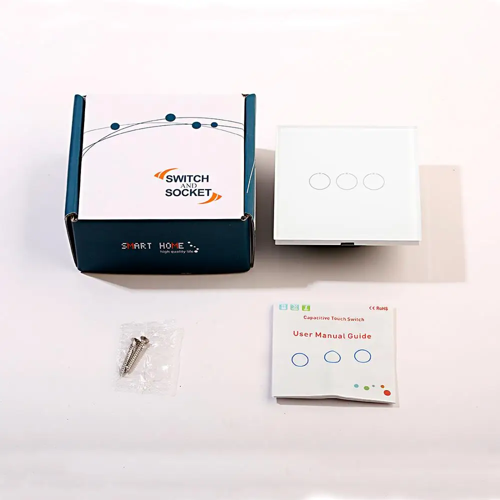 

Bingoelec Light Switch 3 Gang 2 Way Touch Switch Crystal Glass Panel Wall Switch Touch Sensor Screen Stair Switch