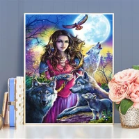 5d diy beauty girl wolf animal diamond painting kits full square round with ab drill mosaic embroidery art crafts christmas gift