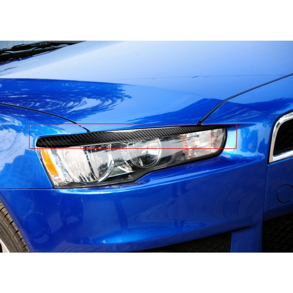 

2Pcs Headlight Eyelid Eyebrow Cover Sticker Trim Carbon Fiber Fit for Mitsubishi Lancer Evo 2008 2009 2010 2011 2012 2013 2014