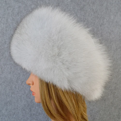 natural fox white Женская шапка из натурального Лисьего меха для русской зимы, теплая мягкая пушистая шапка из меха лисы, роскошная женская качественная шапка-бомбер из натурального Лисьего меха - Цвет: natural fox white