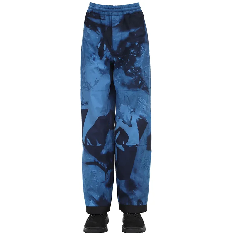

High quality blue tie-dye printing loose fashion stacked pants mens jogger trousers