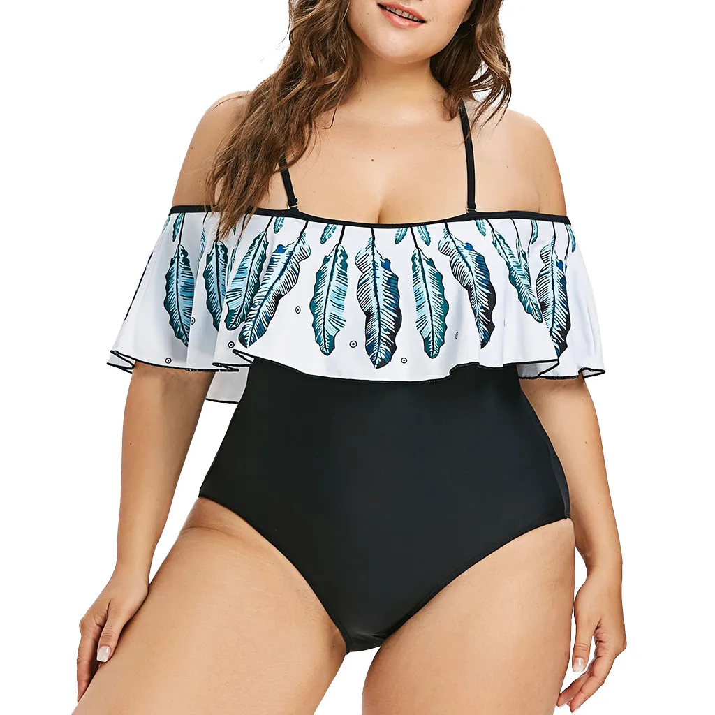 

Sexy Women One Piece Padded Swimwear Plus Size Feather Swimsuit Bikini Tankini Bandage Bathing Suit Swimdress Swirly Paisley