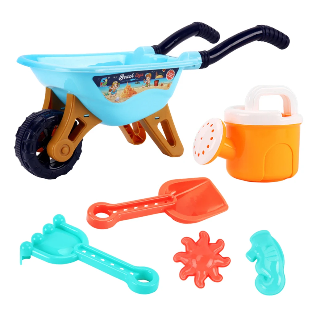 

6 Pieces Beach Sand Toys Watering Can 2pcs Sand Molds Outdoor Tools Kit