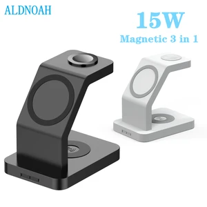 15w 3 in 1 magnetic wireless charger for iphone 13 12 pro max mini apple watch 7 6 5 4 3 airpods pro fast charging dock station free global shipping