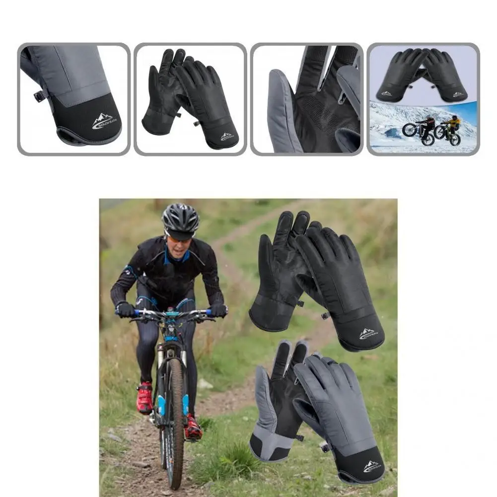 

1 пара велосипедные перчатки практичные Нескользящие плотные Зимние перчатки для сенсорного экрана Мотоциклетные Перчатки