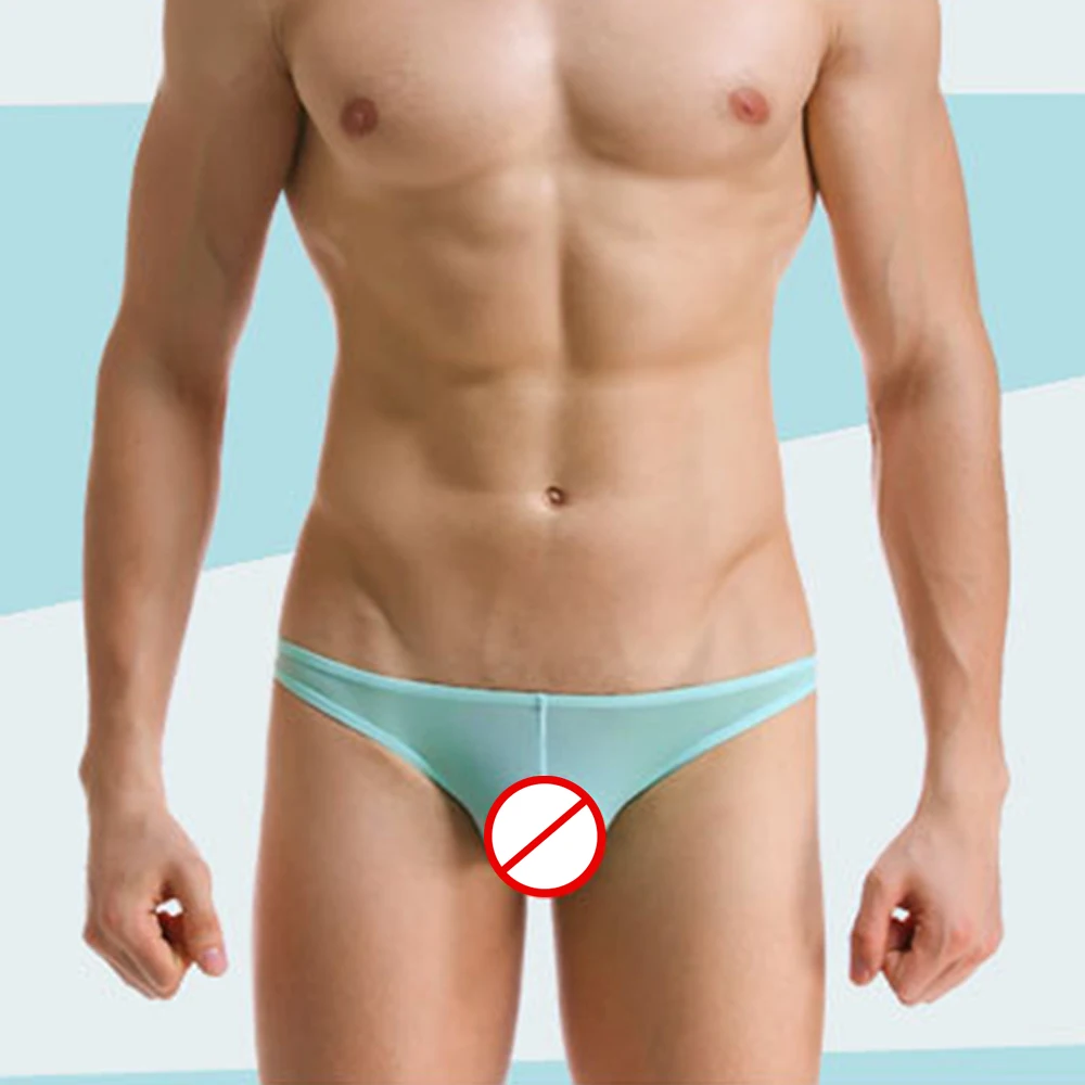 

Men's Sexy Panties Ice Silk Underpants Breathable Bikini Thong Perspective Low-Rise Underwear Comfortable Briefs
