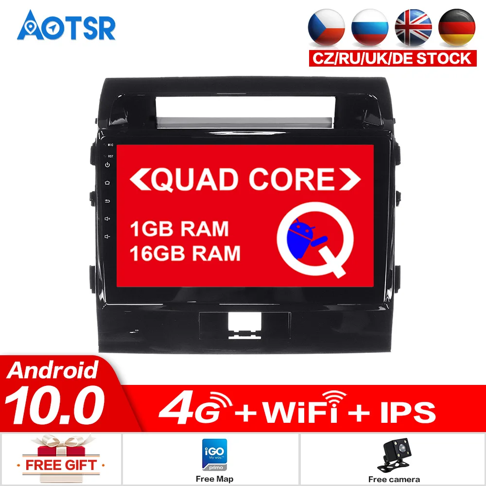Автомобильный GPS-трекер AOTSR Android 10 0 16 ГБ для Toyota Land Cruiser 200 2008-2015 2 Din мультимедийный
