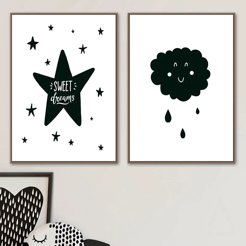 Скандинавская детская цитата искусство холст мультяшная звезда облако картина