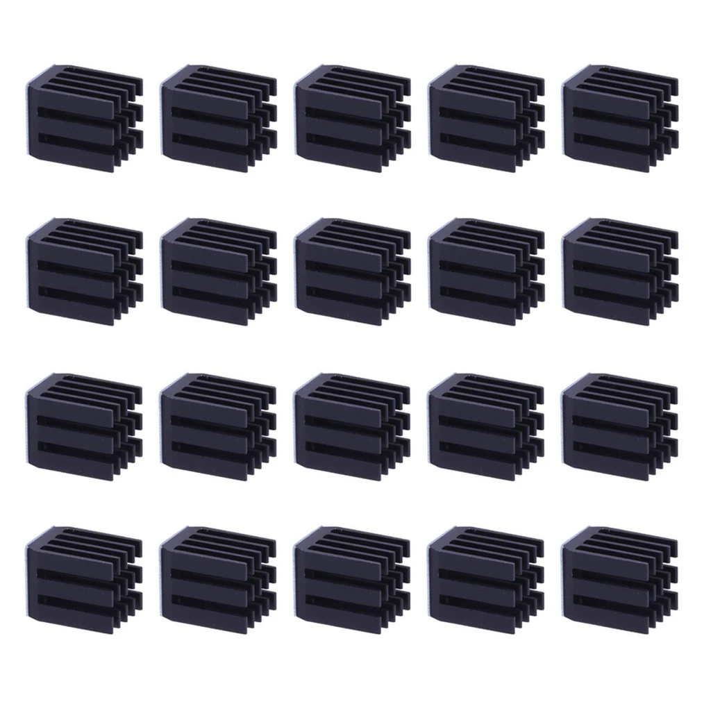 

3D Printer Part 20pcs Black Aluminum Stepper Driver Cooling Heatsink TMC2100