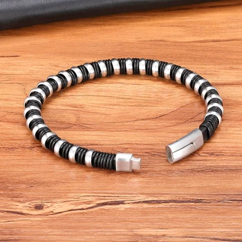 Stainless Steel Braided Wrap Leather Bracelet 6