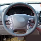Для Hyundai Santa Fe 2006-2012 Кожаные сшитые вручную Чехлы рулевого колеса автомобиля аксессуары для салона автомобиля автозапчасти