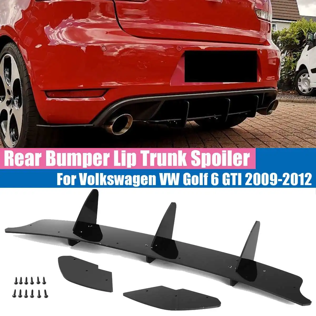 

Matt Black Rear Bumper Diffuser Lip Splitters Spoiler for Volkswagen VW Golf 6 GTI R20 Car Accessories