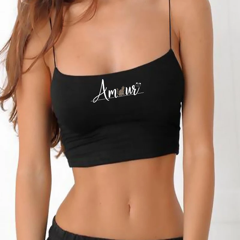 

Y2K Crop Top Women Casual Cute Cat Print Summer Cropped Sexy Tight Attractive Fitness Polyester U Neck Fashion Sleeveless Straps