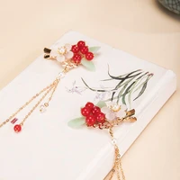 hanfu couple hairpin retro hair accessories for women hair clips flower leaf hairpin with tassels hairclip for girls jewelry