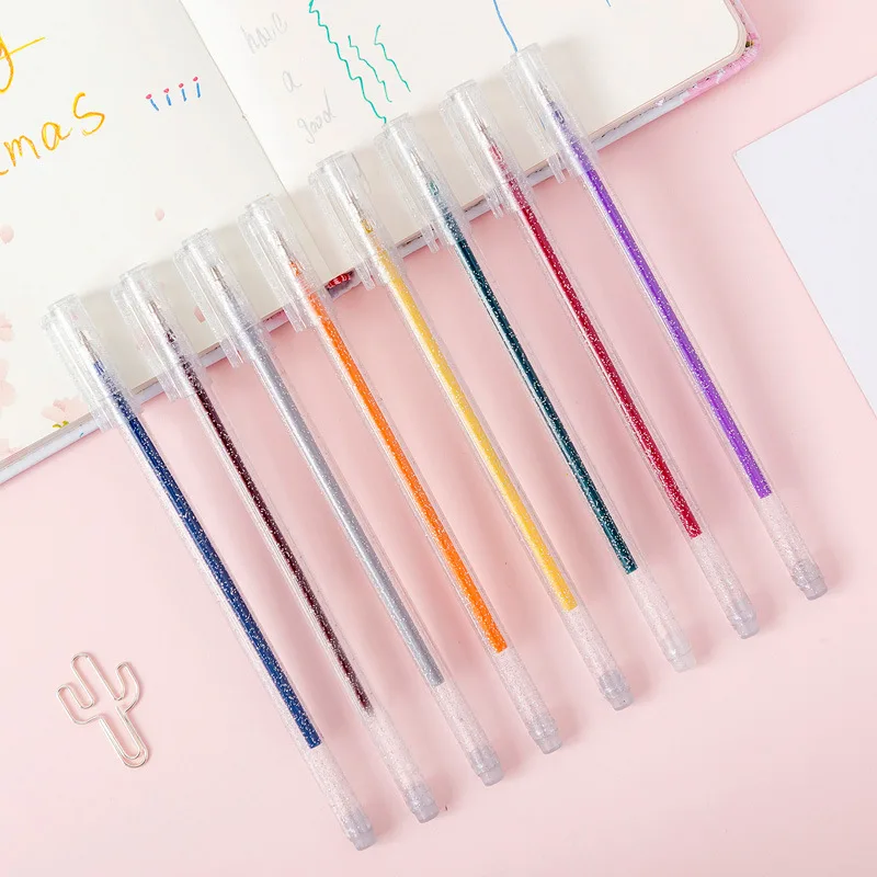

8Pcs/set Colors Kawaii Glitter Gel Pen Cute Colored Drawing Pen Highlighter Marker For Girl Kids Gift DIY School Art Stationery