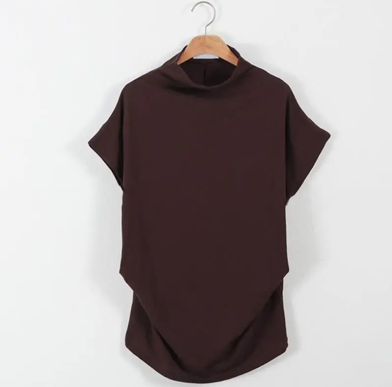 high collar bottoming shirt large size women's loose bat short-sleeved | Женская одежда