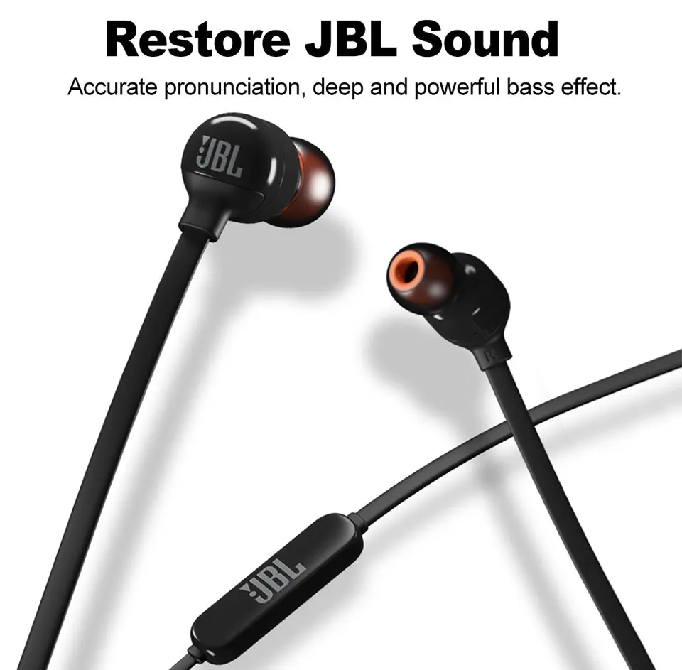 JBL T110BT Wireless Bluetooth Earphone Sports Running Bass Sound Magnetic Headset 3-Button Remote With Mic for Smartphone Music