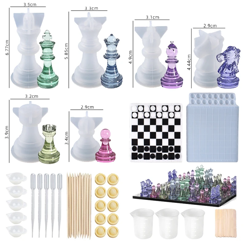 3D Internationalen Schach Silikon Form Für DIY Epoxy Harz Tropfen Kleber Form Casting Tropfen Kleber Werkzeuge Handgemachte Tisch Ornamente Handwerk