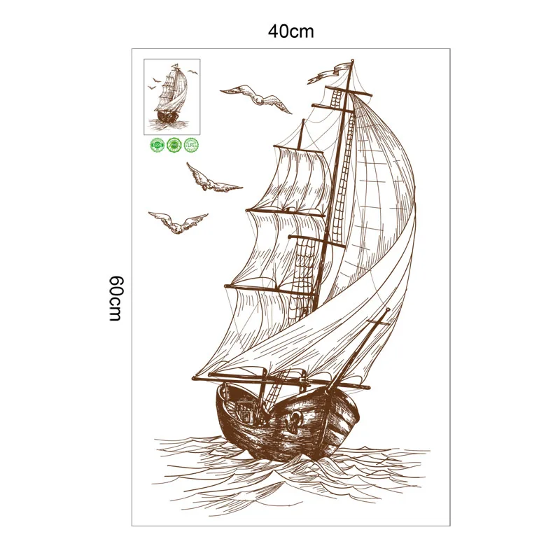 Морская Чайка парусная лодка на стену Наклейка Детская комната Декор для детской