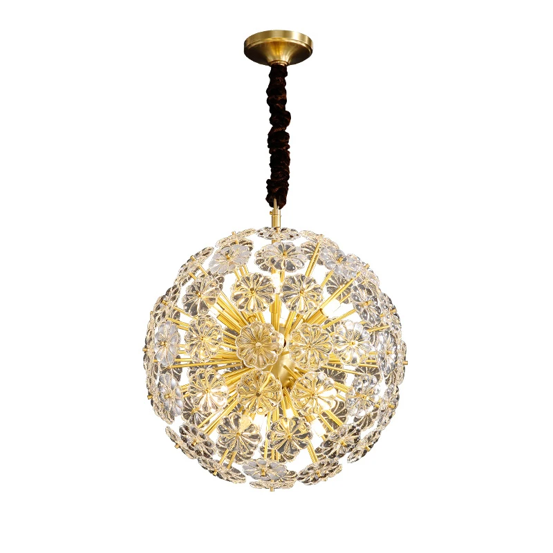 Роскошный цветок лепесток подвесные светильники Глобус Хрустальные золото
