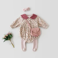 infants girls floral bodysuits spring sweet flower print corduroy rompers for autumn kids outfits
