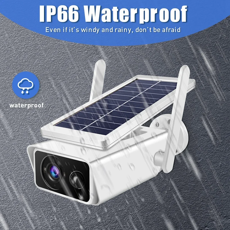 

T13-2 Solar Monitoring Camera Ip66 Waterproof Night Detection Sd Card Ap Hotspot Connection for Home/Company Outdoor