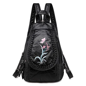 Женский рюкзак 3-в-1 из мягкой кожи, нагрудная сумка с вышивкой и цветами, женский рюкзак