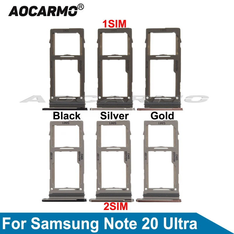 

Aocarmo For Samsung Galaxy Note 20 Ultra 20U Single Dual SIM Card Metal Plastic MicroSD SimTray Slot Holder Replacement Parts